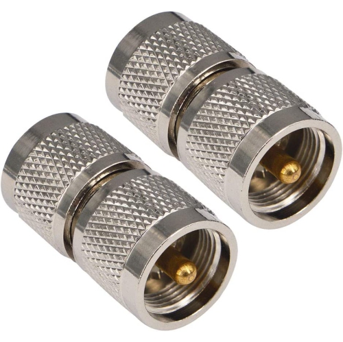 2PCS UHF Male to UHF Male Plug PL259 Connector UHF Male to Male RF Coax Coaxial Adapter for CB Ham Radio/Antenna/Broadcast/Scanner/WiFi/Telecom/CCTV