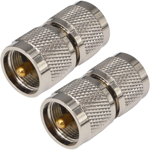 2PCS UHF Male to UHF Male Plug PL259 Connector UHF Male to Male RF Coax Coaxial Adapter for CB Ham Radio/Antenna/Broadcast/Scanner/WiFi/Telecom/CCTV
