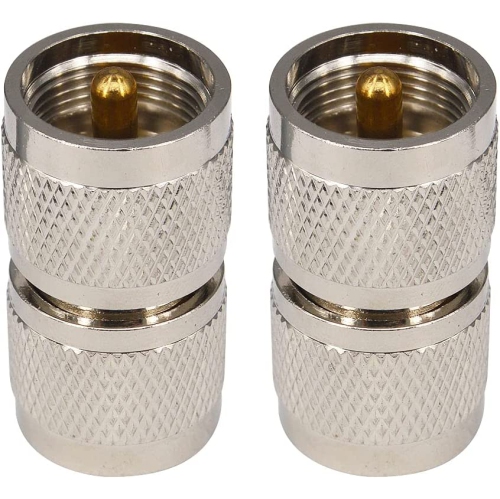 2PCS UHF Male to UHF Male Plug PL259 Connector UHF Male to Male RF Coax Coaxial Adapter for CB Ham Radio/Antenna/Broadcast/Scanner/WiFi/Telecom/CCTV
