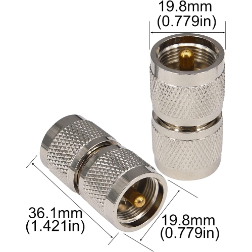 2PCS UHF Male to UHF Male Plug PL259 Connector UHF Male to Male RF Coax Coaxial Adapter for CB Ham Radio/Antenna/Broadcast/Scanner/WiFi/Telecom/CCTV