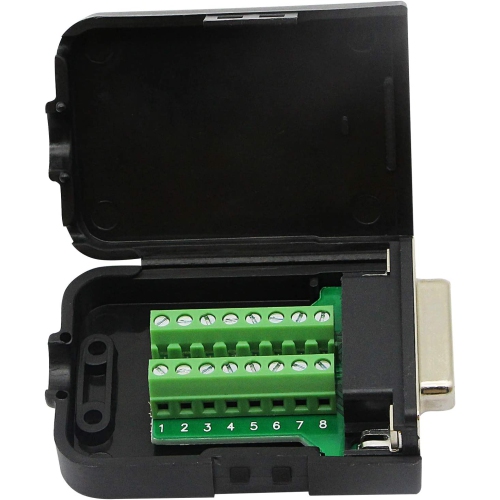 DB15 Breakout Connector, DB15 D-SUB Female Solderless Serial to Screw Wiring Terminal Signal Module Breakout PCB Board with Plastic Case & Screws