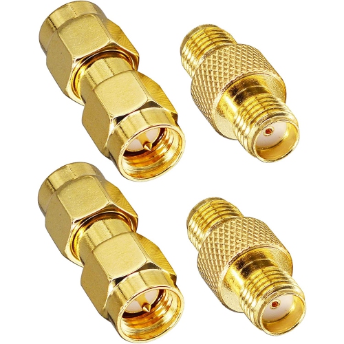 DOLAER  4PCs SMA Connector Kit SMA Male to SMA Male + SMA Female to SMA Female Adapter SMA to SMA Rf Coax Coupling Nut Barrel Converter for Wifi