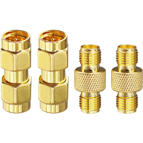 4PCS SMA Connector Kit SMA Male to SMA Male + SMA Female to SMA Female Adapter SMA to SMA RF Coax Coupling Nut Barrel Converter for WiFi Antenna FPV