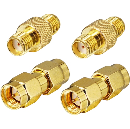 4PCS SMA Connector Kit SMA Male to SMA Male + SMA Female to SMA Female Adapter SMA to SMA RF Coax Coupling Nut Barrel Converter for WiFi Antenna FPV