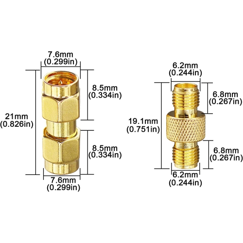 4PCS SMA Connector Kit SMA Male to SMA Male + SMA Female to SMA Female Adapter SMA to SMA RF Coax Coupling Nut Barrel Converter for WiFi Antenna FPV