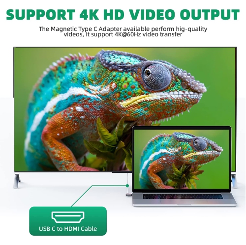 USB C Magnetic Adapter, Magnetic USB C Adapter, 24Pins USB3.1 10Gbps Data Transfer 4K 60Hz Video PD 100w Charge Compatible with MacBook Pro/Air USB-C