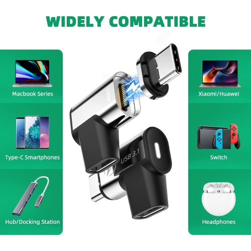 USB C Magnetic Adapter, Magnetic USB C Adapter, 24Pins USB3.1 10Gbps Data Transfer 4K 60Hz Video PD 100w Charge Compatible with MacBook Pro/Air USB-C