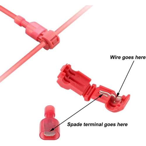 60Pcs Premium T-Tap Wire Terminals, Self-Stripping Quick Splice Wire Connectors and Fully Insulated Male Spade Terminals Connectors Kit –– Red