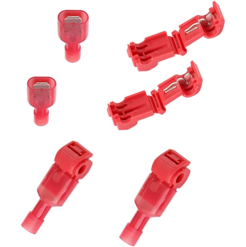 60Pcs Premium T-Tap Wire Terminals, Self-Stripping Quick Splice Wire Connectors and Fully Insulated Male Spade Terminals Connectors Kit –– Red