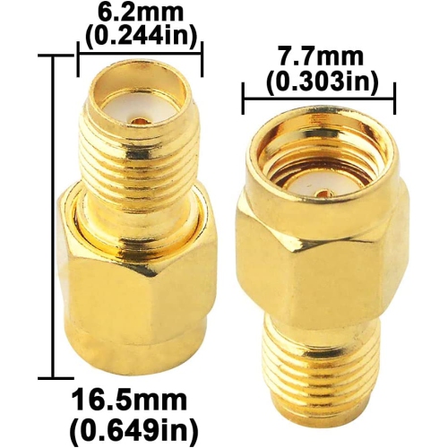 SMA Coaxial Coax Adapter SMA Female to RP-SMA Male (No Pin) Connector SMA Antenna Adapter for WiFi Antenna/Goggles/FPV Drone/Signal Booster/Router