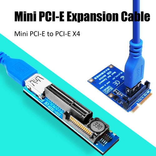 Câble de rallonge mini PCIe 60 cm, câble adaptateur mini PCI-E vers PCI-E X4 pour miner Miner Miner, adaptateur Wi-Fi, adaptateur USB, adaptateur SSD