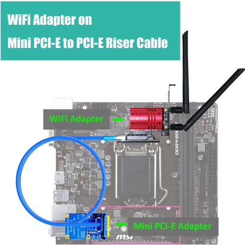 Câble de rallonge mini PCIe 60 cm, câble adaptateur mini PCI-E vers PCI-E X4 pour miner Miner Miner, adaptateur Wi-Fi, adaptateur USB, adaptateur SSD