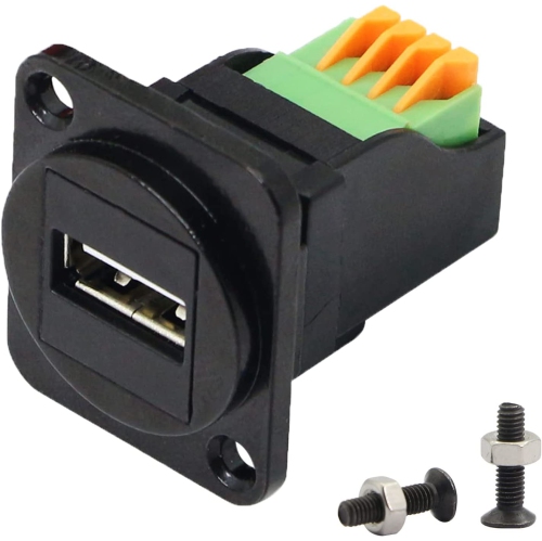 DOLAER  USB2.0 Panel Mount Terminal Block Connector USB 2.0 Type A Female to 4-Pin Solderless Connector Push-Type Socket