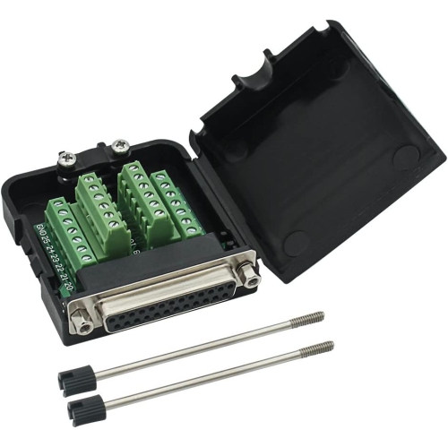DB25 Breakout Board Solder-Free Female Adapter 25-pin Port Adapter to Terminal Connector Signal Module Long Bolts and Nuts with case
