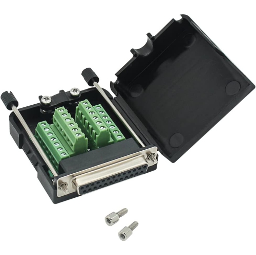 DB25 Breakout Board Solder-Free Female Adapter 25-pin Port Adapter to Terminal Connector Signal Module Long Bolts and Nuts with case