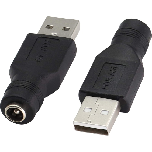 USB 2.0 A Male to DC 5.5x2.1mm DC Connector Charge Barrel Jack Power Adapter USB 5V Connector, for DC or USB Charging Device (2Pack/USB 2.0 A