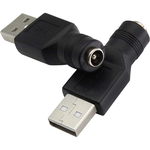 USB 2.0 A Male to DC 5.5x2.1mm DC Connector Charge Barrel Jack Power Adapter USB 5V Connector, for DC or USB Charging Device (2Pack/USB 2.0 A