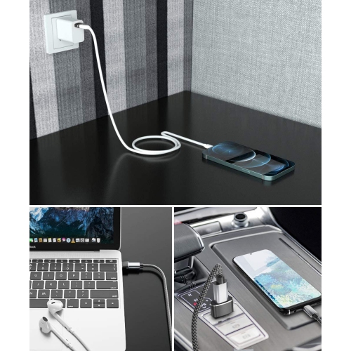 Adaptateur USB C femelle vers USB mâle, 3 connecteurs de câble de chargement de type A pour iPhone 11 12 Pro Max Mini, XR se, AirPods iPad 8 21 Air