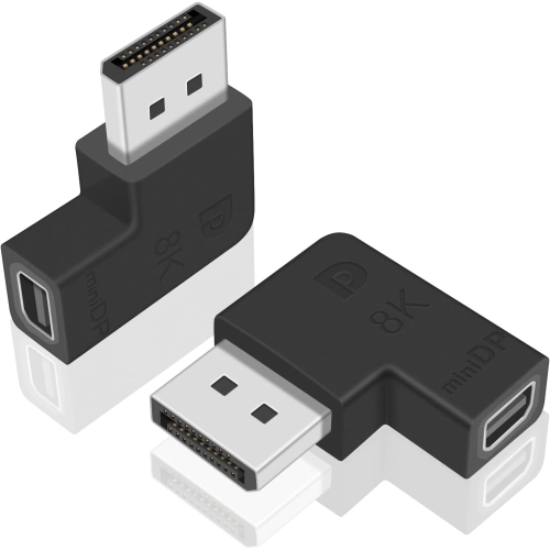 Displayport to Mini Displayport Adapter, DP to Mini DP Adapter, 8K@60Hz 90 Degree DP 1.4 to mDP 1.2 Extension Adapter, 2Pack