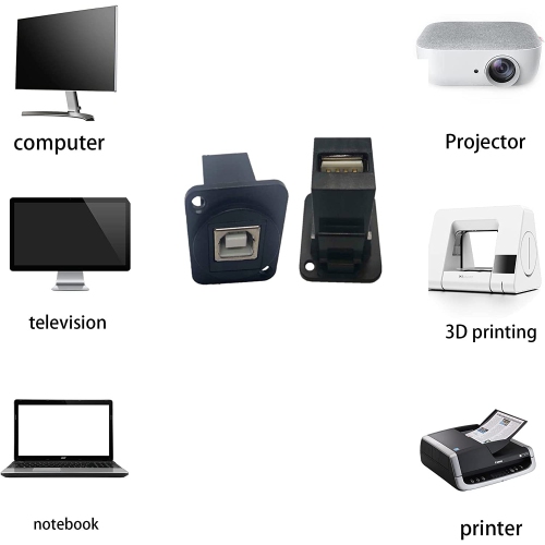 Connecteur USB 2.0 D monté sur panneau USB B vers USB A Adaptateur prise sans soldere femelle vers femelle Convertisseur de données pour réseau