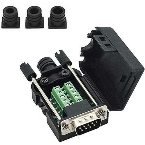DOLAER  Db9 Breakout Connector to Wiring Terminal Rs232 D-Sub Male Serial Adapters Port Breakout Board Solder-Free Module w Case (10 PCs Male Adapter)