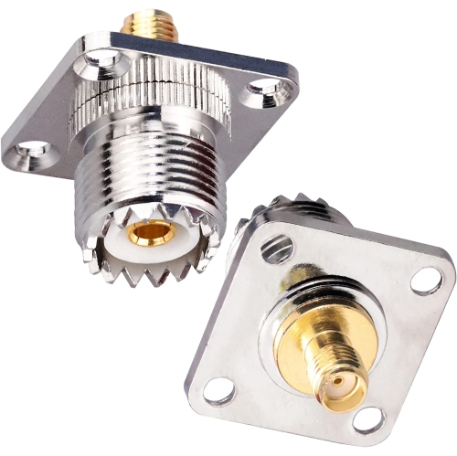 SMA Female to UHF Female Jack Panel Chassis Mount RF Coax Adapter SO239 PL259 UHF to SMA 4-Hole Flange Panel Mount Adapter for Jumper Cable SMA to