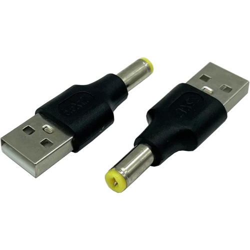 USB to DC Adapter, 2.0 USB A Male to DC 5.5 x 2.5mm Male Power Adapter 2-Pack, Used for Charging Electronic Devices with DC or USB Ports.