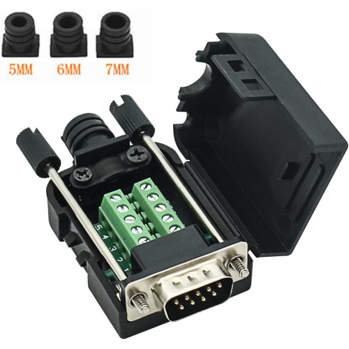 DB9 Breakout Connector to Wiring Terminal RS232 D-SUB Male Serial Adapters Port Breakout Board Solder-Free Module with case