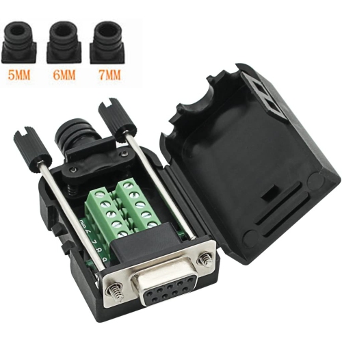 DB9 Breakout Connector to Wiring Terminal RS232 D-SUB Male Serial Adapters Port Breakout Board Solder-Free Module with case