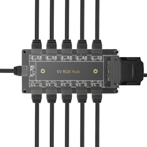 Répartiteur DEL RVB 5 V à 3 broches, 10 ports, contrôleur de concentrateur DEL à 3 broches avec rallonge de 50 cm