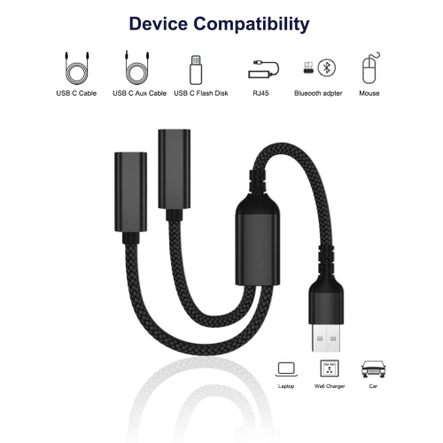 Adaptateur USB mâle à double USB C femelle, câble de chargement de type A; deux répartiteurs pour MagSafe; Apple Watch iWatch Series 7, iPhone 11 12