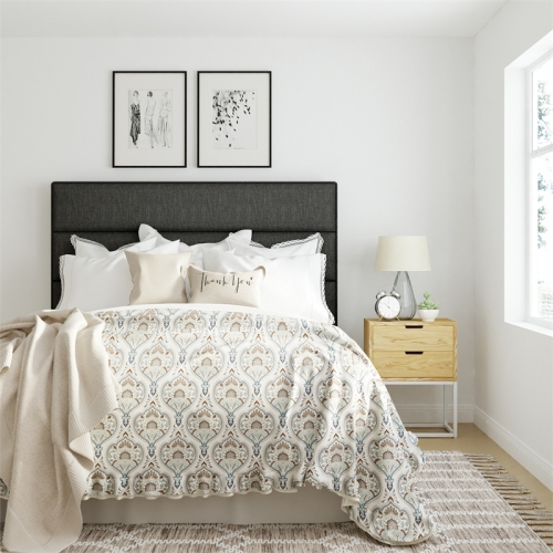 Serta Palisades Queen Upholstered Headboard in Charcoal Gray