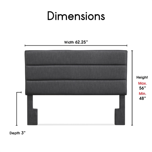 Serta Palisades Queen Upholstered Headboard in Charcoal Gray