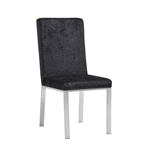 Angelina Luxury Velvet Dining Chairs - Black , Honeycomb Pattern, Crocodile Skin Pattern Fabric with Silver Stainless Legs and Frame