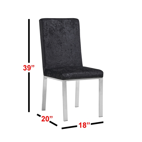 Angelina Luxury Velvet Dining Chairs - Black , Honeycomb Pattern, Crocodile Skin Pattern Fabric with Silver Stainless Legs and Frame