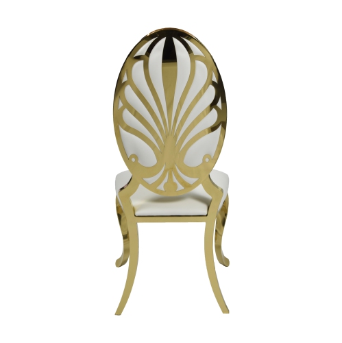 White PU Leather Ice Dining Chair with Golden Stainless Steel Frame and Legs - Free shipping in Ontario