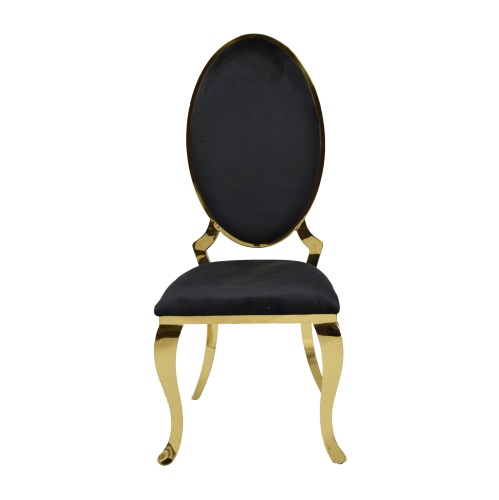 Black Velvet Gold Ice Dining Chair with Golden Stainless Steel Frame and Legs - Free shipping in Ontario