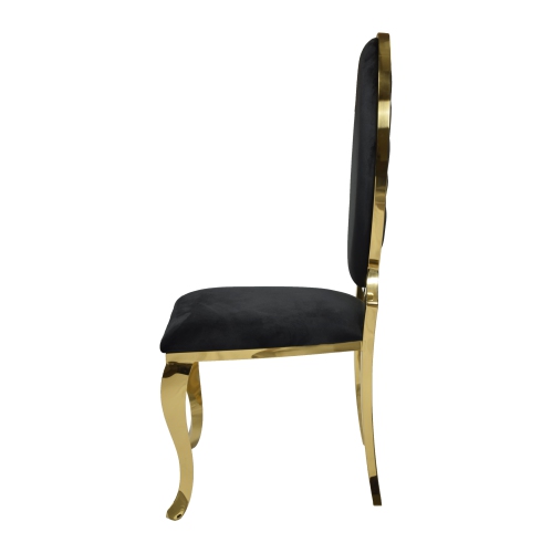 Black Velvet Gold Ice Dining Chair with Golden Stainless Steel Frame and Legs - Free shipping in Ontario