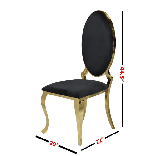 Black Velvet Gold Ice Dining Chair with Golden Stainless Steel Frame and Legs - Free shipping in Ontario