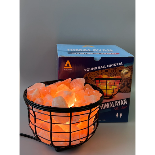 Sel himalayen - panier en métal rond - meilleur cadeau