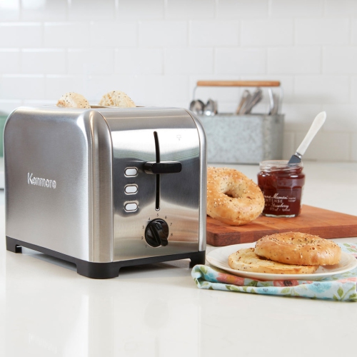 Kenmore 2-Slice Toaster, Stainless Steel, Extra Wide Slots, Bagel, Defrost, 9 Shade Settings