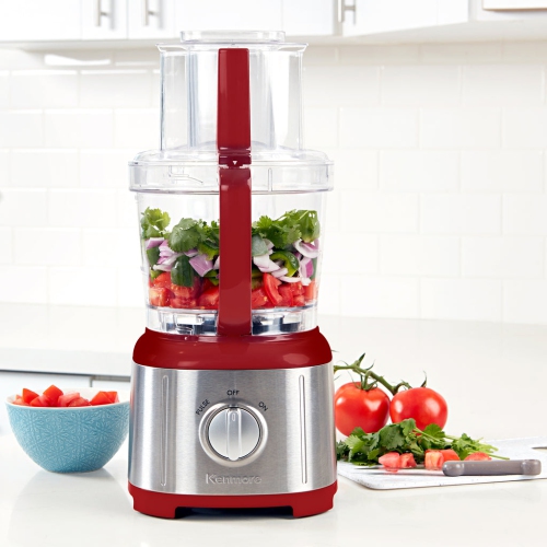 Kenmore 11-Cup Food Processor and Vegetable Chopper, Reversible Slice/Shred Disc, 500W, Red