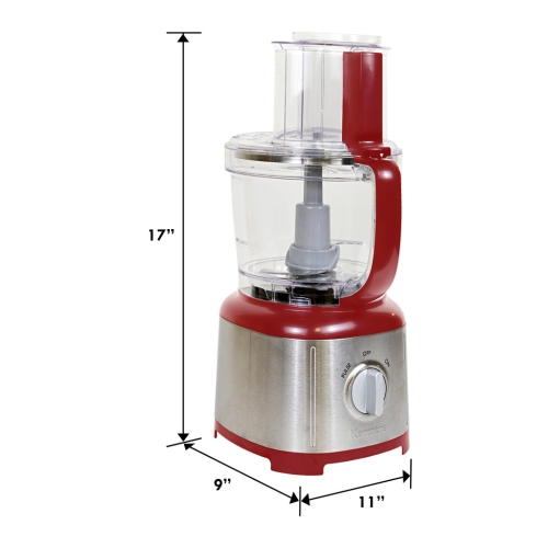 Kenmore 11-Cup Food Processor and Vegetable Chopper, Reversible Slice/Shred Disc, 500W, Red