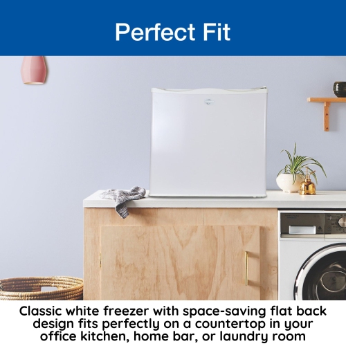 Koolatron Mini Upright Freezer 1.2 cu ft White, Manual Defrost, Flat Back, Reversible Door