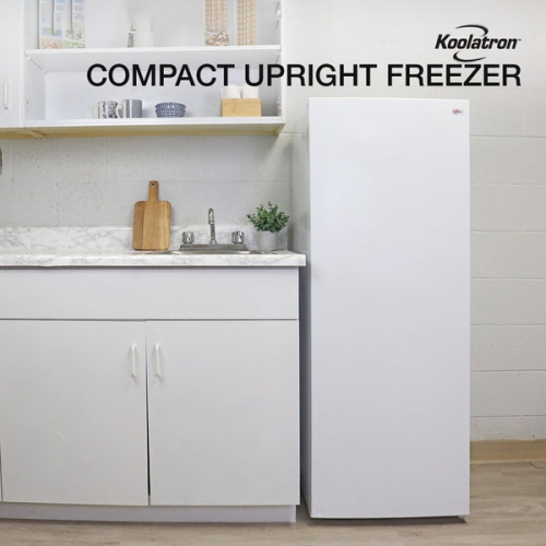 Koolatron Garage-Ready Upright Freezer 7.0 cu ft White, Low-Frost, Flat Back, Glass Shelves