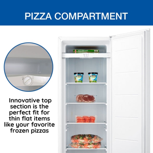 Koolatron Garage-Ready Upright Freezer 7.0 cu ft White, Low-Frost, Flat Back, Glass Shelves