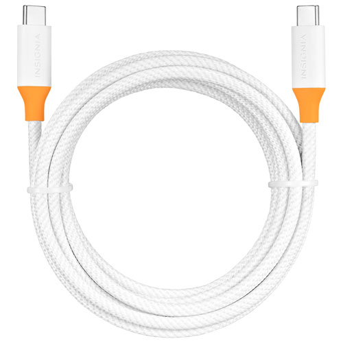 Insignia 2.5m (8 ft.) USB-C to USB-C Charge Cable (NS-PC3CC8W23-C) - White - Only at Best Buy