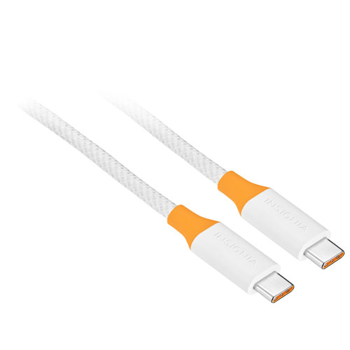 Insignia 2.5m (8 ft.) USB-C to USB-C Charge Cable (NS-PC3CC8W23-C) - White - Only at Best Buy