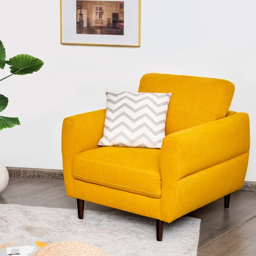 Gymax Modern Upholstered Accent Chair Single Sofa Armchair Living Room Funiture Yellow