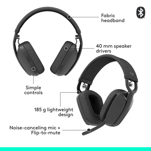 Logitech Zone Vibe 100 Wireless Headset with Microphone - Graphite
